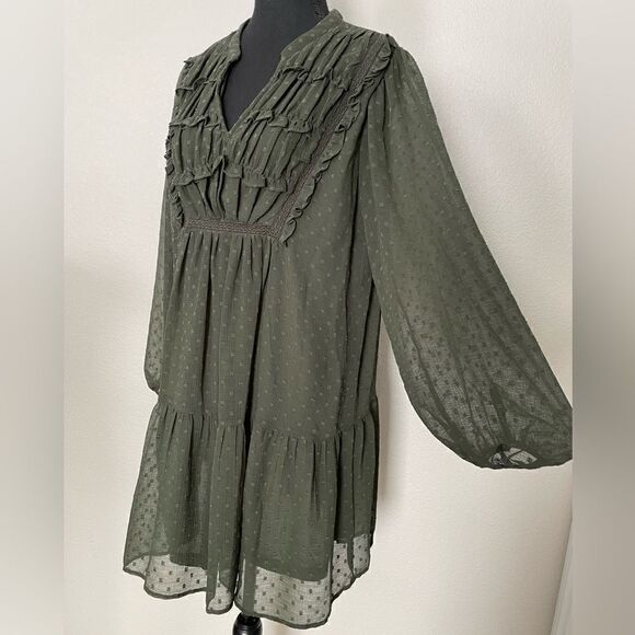 NWT Zara Lace Insert Dotted Mesh Dress - Picture 5 of 15